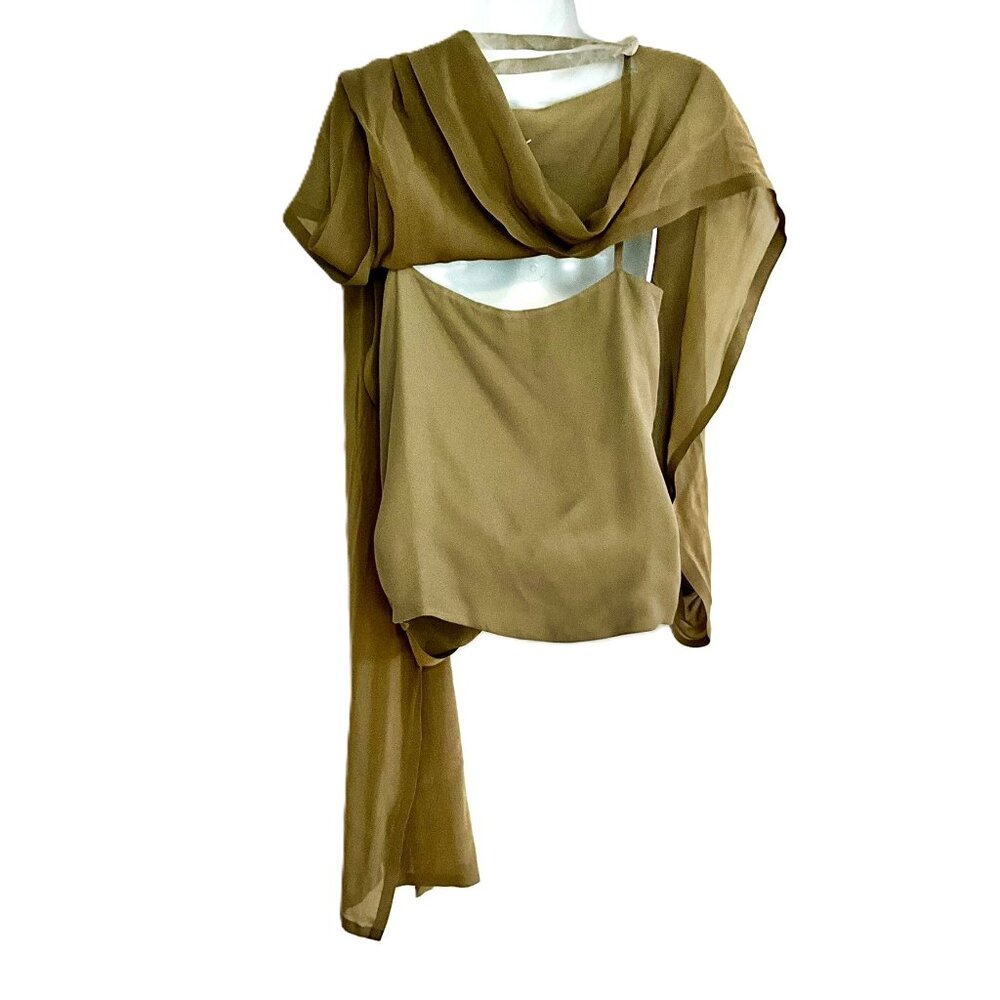 Maison Martin Margiela Silk Draped Asymmetric Top w/Long Train Sheer IT44 - Picture 6 of 12